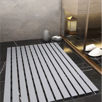 سجادة أرضية PVC شرائط متقاطعة غير قابلة للانزلاق لغرفة الاستحمام 45 سم * 75 سم رمادي تان